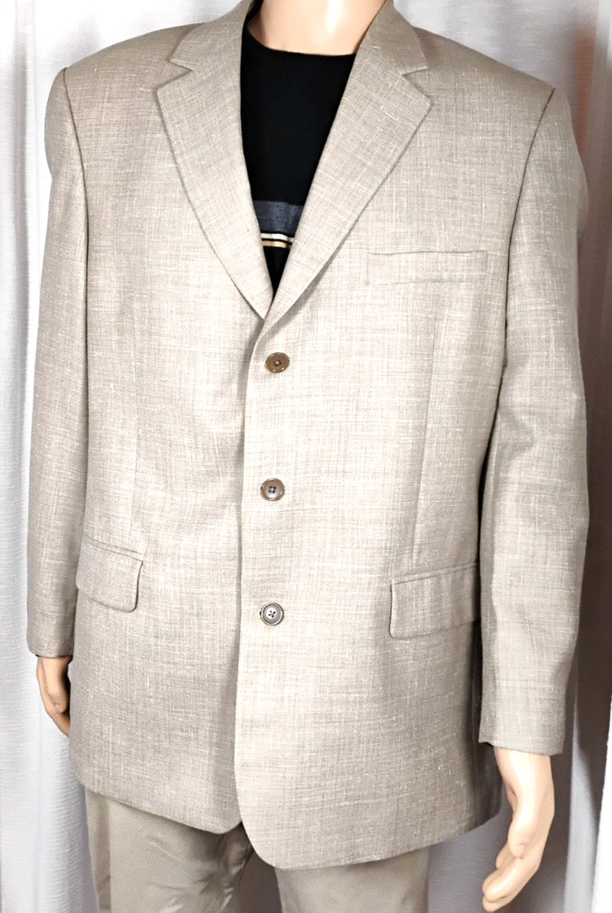 Alfani Mens 44R Heathered Tan Blazer Single Breasted Minimalist Classic